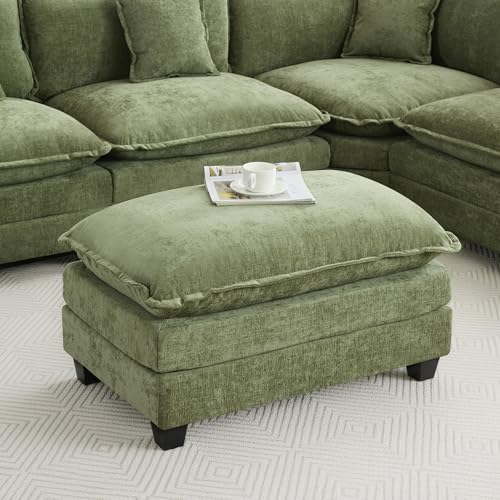 35‘’ Modern Chenille Cloud Sofa Ottoman,Rectangle Ottoman for Modular Sectional Sofa, Green - color: Green, size: 35'' Ottoman