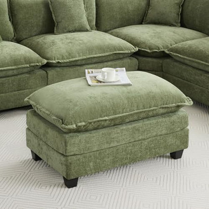 35‘’ Modern Chenille Cloud Sofa Ottoman,Rectangle Ottoman for Modular Sectional Sofa, Green - color: Green, size: 35'' Ottoman