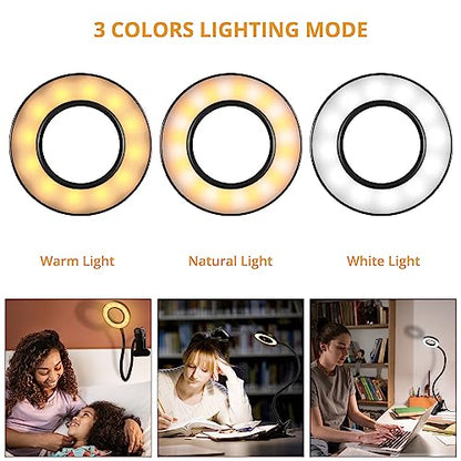 Woputne Desk Lamps Clip on Reading Light for Bed Home Office Craft (Black) | With 5V 2A Adapter, 10 Dimmable Brightness 3 Modes, Flexible Neck Light Desk Lamps for Home Office Headboard - size: Black-1 Piece-Standard-With Adapter