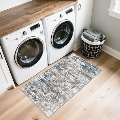 Entryway Runner Rug 2x4ft,Non Slip Carpet Runner,Multi | Machine Washable Runner Rug with Silicone Backing; Stain Resistant Surface for Entryways, Kitchens and High Traffic Areas - color: Abstract-multi, size: 2' x 4' (Runner)