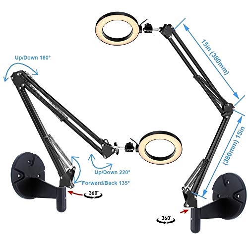 Wall Mount Light, 6'' USB Ring Light with Wall Swivel Mount for YouTube Task Craft Architect Drafting Repair Makeup- Acetaken