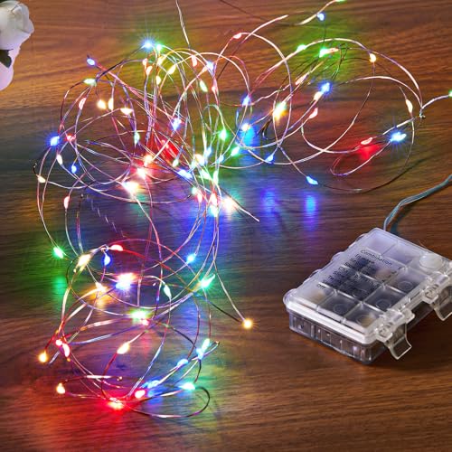Ariceleo 1 Pack 16.4 Ft. Battery Operated Outdoor String Lights with Remote & Timer, LED Multi Color Fairy Lights, Waterproof Twinkle Lights for Bedroom, Dorm, Mason Jar, Wedding, Party, Christmas - color: Multicolor, size: 1 Pack-16.4 Ft