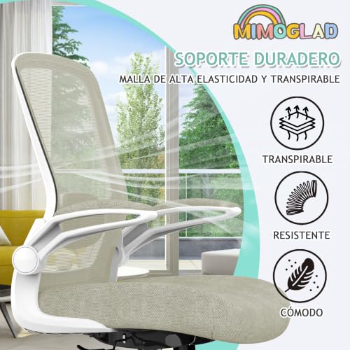 Mimoglad Home Office Chair, High Back Desk Chair, Ergonomic Mesh Computer Chair with Adjustable Lumbar Support and Thickened Seat Cushion (Modern, Beige) - color: Beige