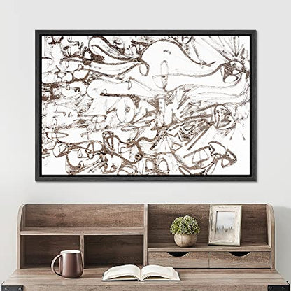 SIGNWIN Framed Canvas Print Wall Art Brown Paint Stroke Graffiti Landscape Abstract Geometric Illustrations Modern Art Minimalism Relax/Calm Zen for Living Room, Bedroom, Office - 16"x24" Black - color: A11-2211-n09, size: 24"L x 16"W