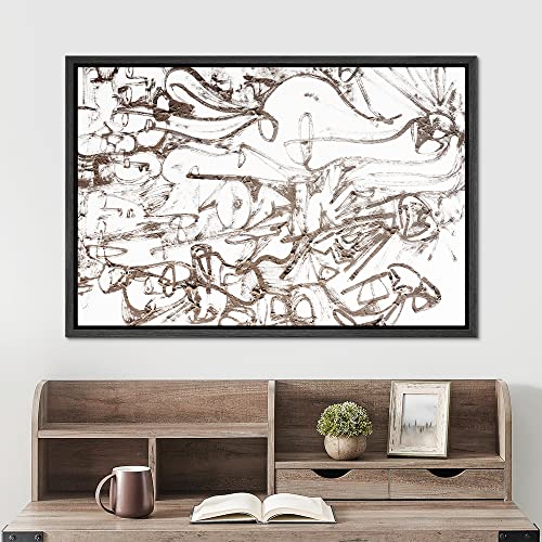 SIGNWIN Framed Canvas Print Wall Art Brown Paint Stroke Graffiti Landscape Abstract Geometric Illustrations Modern Art Minimalism Relax/Calm Zen for Living Room, Bedroom, Office - 16"x24" Black - color: A11-2211-n09, size: 24"L x 16"W