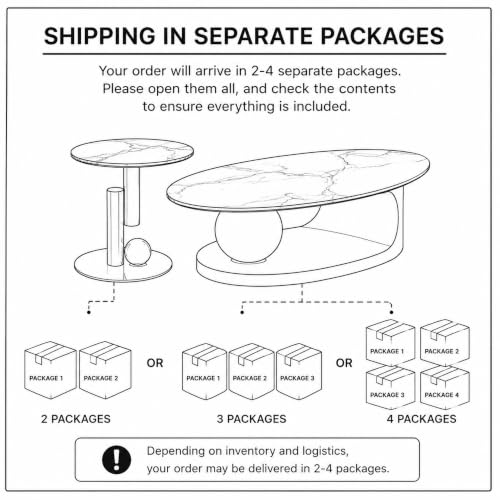 FT Global 2-Piece Nesting Coffee Table Set, 47.2-Inch Oval Coffee Table with 19.7-Inch Round End Table, Black UV-Printed Tempered Glass Tops, Brushed Gold Stainless Steel Bases