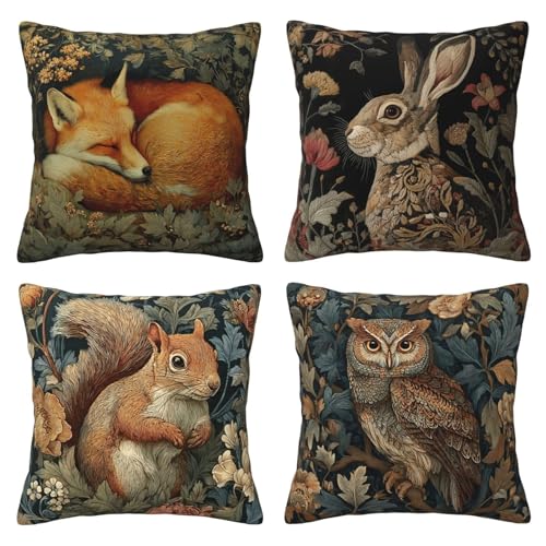 Animals Throw Pillow Covers Set of 4 Decorative Soft Double Sided Print Pillow Case Farmhouse Home Decor for Living Room Sofa Couch 18x18 - color: Animals