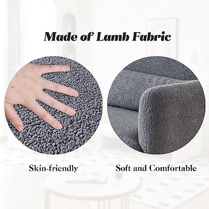 Loveseat Sofa, 59" W 2-Seater Lamb Fabric Couch, Solid and Easy to Install, Modern Upholstered Couch for Bedroom, Apartment, Living Room - color: Dark Gray, size: 30.31"D x 59.06"W x 31.5"H