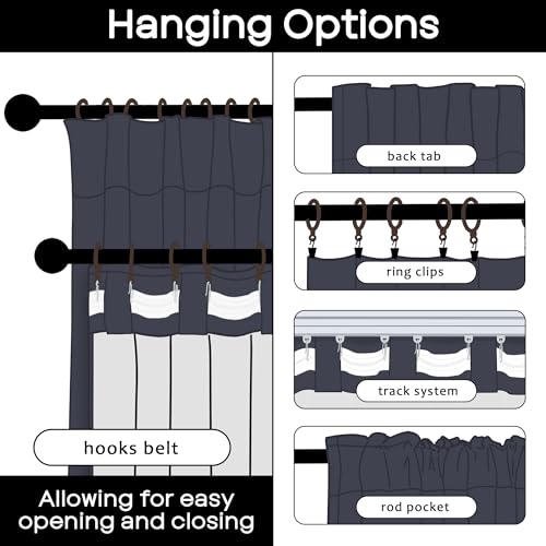 PANELSBURG Navy Blue Linen Blackout Curtains for Boys Bedroom, Thermal Insulated Nursery Curtains Boy, 63 Inch Length - color: Navy, size: 50"W x 63"L (Pack of 2)