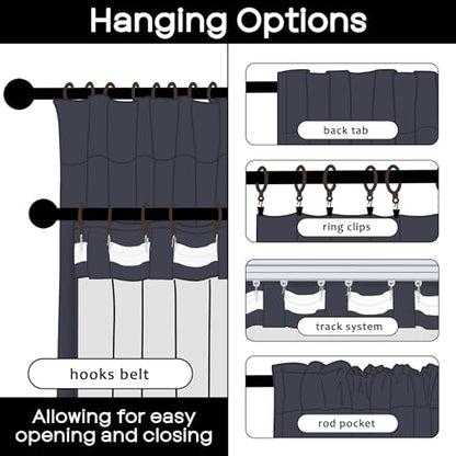 PANELSBURG Navy Blue Linen Blackout Curtains for Boys Bedroom, Thermal Insulated Nursery Curtains Boy, 63 Inch Length - color: Navy, size: 50"W x 63"L (Pack of 2)