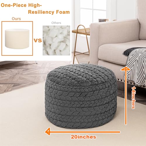 Poofieotto Ottoman Foot Rest,Pouf Foot Stool,Bean Bag Ottoman,Grey,20x14 in | Boho Poof Home Decor, All-in-one Foam Floor Pouffe Ottoman, Foot Rest for Couch Sofa, Bean Bag Chairs, Living Room Bedroom - color: Grey
