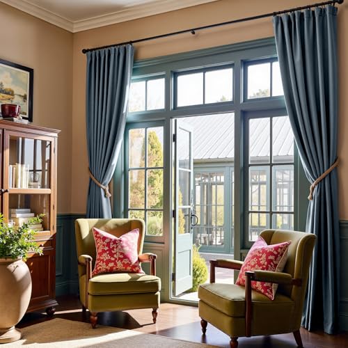 Blackout Dark Slate Velvet Curtains Rod Pocket 52×90 Inch 2 Panels | Soft Velvet, For Bedroom & Living Space, Light Shifting Texture, Elegant Drape, Serene, Fresh - color: R | Dark Slate, size: 52"W x 90"L (Pack of 2)