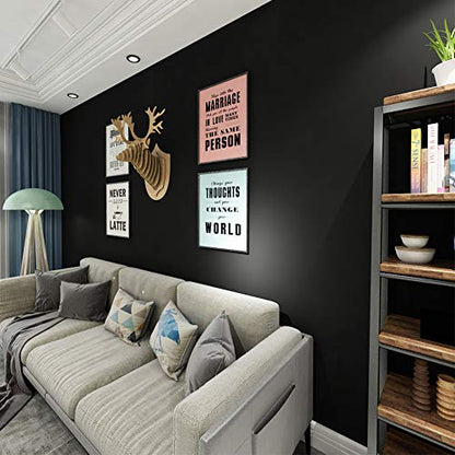 LaCheery 15.8"x276" Matte Black Contact Paper Peel and Stick Wallpaper Black Wall Paper Peel and Stick Modern Removable Self Adhesive Wallpaper for Bathroom Walls Kitchen Cabinets Drawers Desk Shelves - color: Black, size: 15.8" x 276"