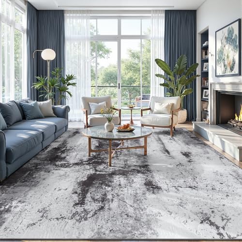 Toneed Abstract Area Rug 7x9 Modern Washable Rug Soft Non Slip Rug Low Pile for Bedroom Living Room Dining Room Slate Grey - color: Slate Grey, size: 7' x 9' (Rectangular)