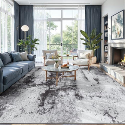 Toneed Abstract Area Rug 7x9 Modern Washable Rug Soft Non Slip Rug Low Pile for Bedroom Living Room Dining Room Slate Grey - color: Slate Grey, size: 7' x 9' (Rectangular)