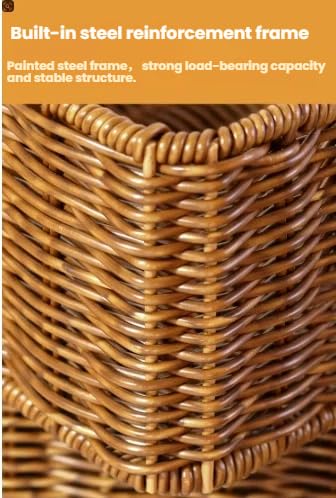 Plastic Storage Baskets for Shelves and Cabinets, Wicker Storage Baskets for Shelves, Pantry Baskets Organization and Storage, Water-Resistant and Durable(Set of 2, Brown)