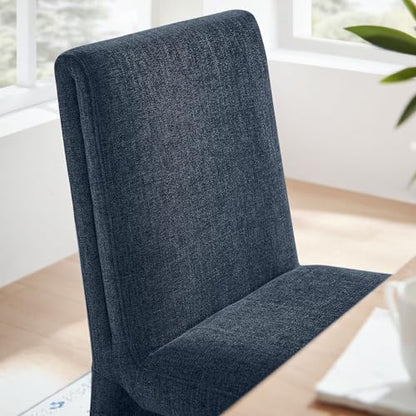 Modway Emory Fabric Slipper Dining Chair in Slate Blue – Upholstered Armless Dining Side Chair – Versatile Modern Accent Chair or Vanity Chair - color: Slate Blue