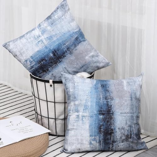 Throw Pillow Covers for Couch, 26x26 Inch, Set of 2, Grey Blue | Decorative Throw Pillow Covers Cushion Covers for Couch Bedroom Sofa Living Room - color: Blue and Grey, size: 26" x 26" (Pack of 2)