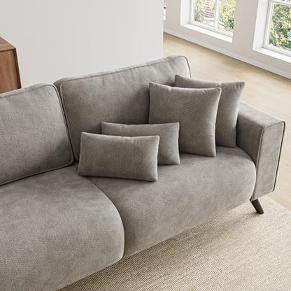85" Loveseat Sofa, Chenille Couch with Deep Seat, Light Grey | Clean-look modern couch with 4 pillows, hidden side pockets, easy assembly for living rooms, apartments, and offices - color: Light Grey