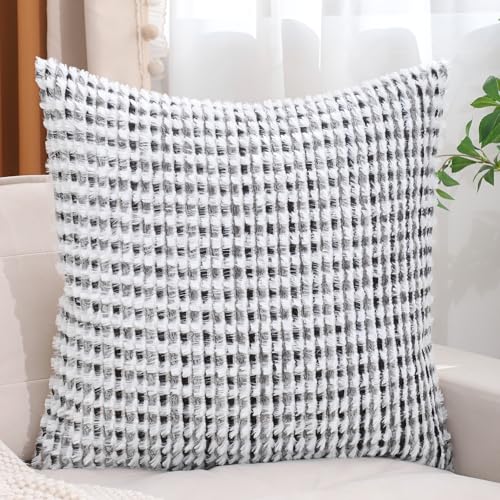 LUOYEHK Boho Throw Pillow Covers 26x26 Inch Set of 2 Chenille Tufted Pillowcase Farmhouse Neutral Cushion Covers for Couch Sofa Bed Living Room, Black Gray - color: Black Gray, size: 26" x 26" (Pack of 2)