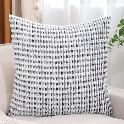 LUOYEHK Boho Throw Pillow Covers 26x26 Inch Set of 2 Chenille Tufted Pillowcase Farmhouse Neutral Cushion Covers for Couch Sofa Bed Living Room, Black Gray - color: Black Gray, size: 26" x 26" (Pack of 2)