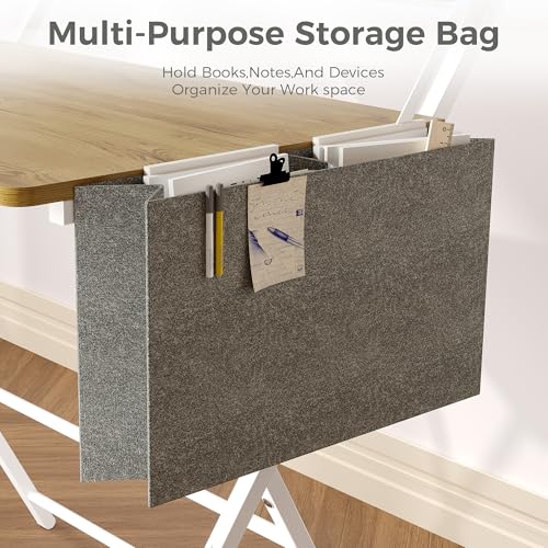 Small Desk No Assembly,31.5Inch 2-Tier Compact Computer Desk with Shelf & Side Pocket,Space Saving Foldable Table for Home Office, Bedroom or Apartment,Portable Collapsible Sturdy Laptop Desk,Oak - color: Oak
