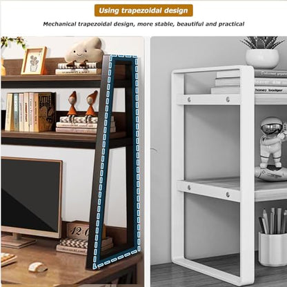 FPIGSHS Ladder Bookcase for Computer Desktop, 2-Tier Multipurpose Countertop Hutch Bookshelf, Multi-Function Storage Display Shelf Organizer Rack for Home Dorm Office Supplies (95CM)