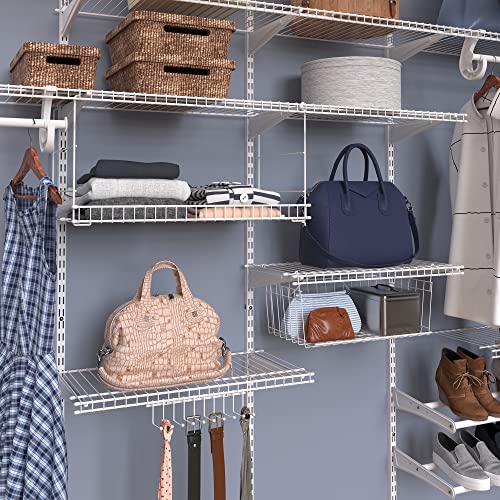 ClosetMaid Wire Hanging Shelf Basket for Storage, Organization in Closet or Pantry, No Assembly or Installation, Durable, White