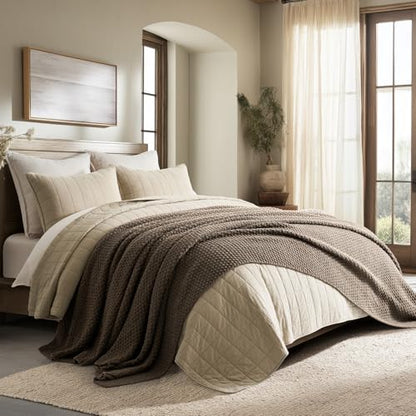 EVERGRACEHOME Chunky Chenille Knit Throw Blanket, 108x92, Mocha Brown | Sculpted Moss Stitch, Chic Modern Farmhouse, All-Season Warmth, OEKO-TEX® Certified, Oversized King for Couch, Bed, Sofa - color: Mocha Brown, size: 108" X 92"