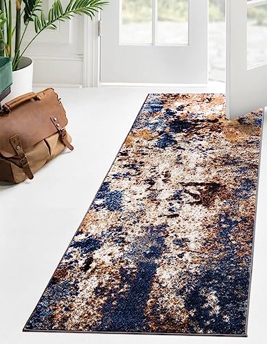 Keen Home Design Runner Rugs - 32"x91" Non-Shedding, Thick Pile Abstract Rugs for Kitchen, Living Room, Bedroom, Dining Room, Entryway - Size: 2'8" x 7'7", Skies Multi - color: Skies Multi, size: 2'8" x 7'7" (Runner)