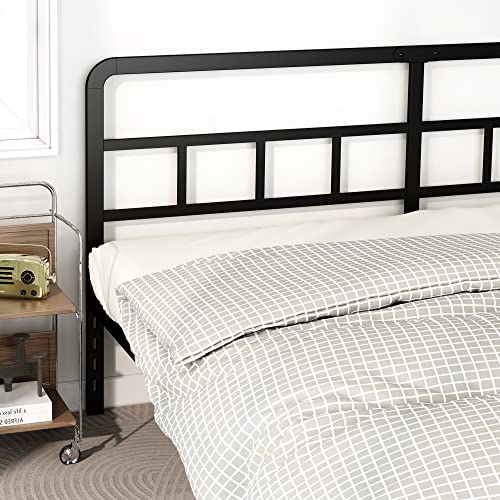 DiaOutro Metal Platform King Bed Frame with Headboard, 14 Inch, Black | Heavy Duty Bed For Kids Adults, Steel Slat Supports No Box Spring Needed, Easy Assembly, Noise Free - size: King, style: 14 Inch