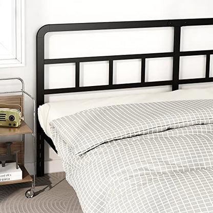 DiaOutro Metal Platform King Bed Frame with Headboard, 14 Inch, Black | Heavy Duty Bed For Kids Adults, Steel Slat Supports No Box Spring Needed, Easy Assembly, Noise Free - size: King, style: 14 Inch