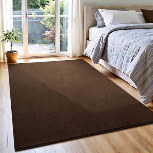 Vasofe 4x6 Area Rugs for Bedroom Living Room, Brown Modern Memory Foam Rug | Thickened Throw Carpet, Super Soft Kids Boys Girls Room Rug, Non-Slip Washable Carpets for Dorm Nursery Classroom Office - color: Brown, size: 4' x 6' (Rectangular)