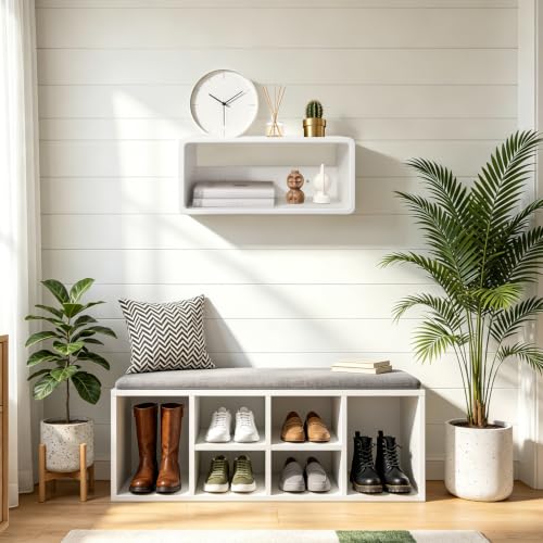 Floating Nightstand Wooden, Bedside Table, Nightstand Shelf, Handmade, Wall Mounted Bedside Shelf, Minimalist and Unique Style White 18”x 10”x 7.5” - color: B&white
