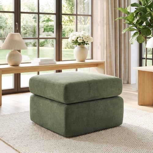 23.6" Boneless Sofa Ottoman, Modern Cloud Couch Ottoman, Upholstered Footrest for Living Room, No Assembly Required, Green - color: Green, size: 23.6"D x 23.6"W x 20.5"H