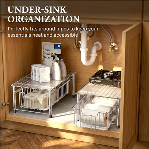 Simple Houseware Stackable Basket Drawer, Chrome - color: Chrome, size: 1-tier