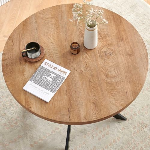 Homedot Modern Dining Table Set for 2,37-in Round Kitchen Table Chairs Set Space Saving, Rustic Brown Dinner Table with Navy Blue Dining Room Side Chairs Upholstered, Small Breakfast Nook Table Set - color: Navy Blue, size: 1* Round Table+2*Chair