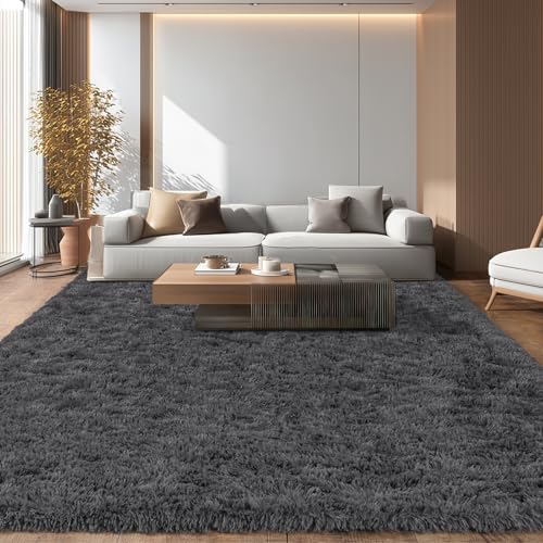 Large Area Rugs 6x9, Fluffy Shag Living Room Carpets, Plush Shag Rug | Anthracite Gray Non Slip Rugs, Modern Indoor Carpet for Living Room Kids Room Nursery Playroom Dorm Home Decor - color: Anthracite Gray, size: 6' x 9' (Rectangular)