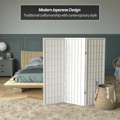 4 ft. Short Window Pane Shoji Screen - White - 3 Panels - color: White, size: 3 Panels