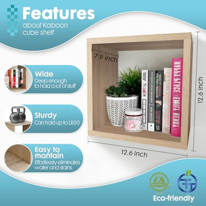 Cube Floating Shelves Set2, Display Shelves Wall Mount 7.75" D x 12.5" W x 12.5" H, (Grey Oak, Square 2 Cubes) - color: Grey Oak, size: Square-Set2