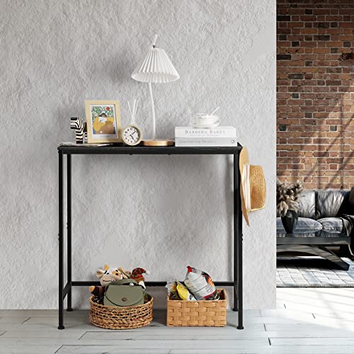 Narrow Console Table Small Entryway Table, for Small Spaces, Black | Narrow Hallway Table, 31.5" Thin Sofa Table, for Bedroom, Living Room, Multifunctional Accent Table, with 2 Hooks - color: Black