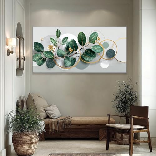 Oversized Canvas Wall Art Decor Green Nature Botanical Canvas Art Wall Decor For Living Room Wall Art Decor Gold Botanical Unique Modern Wall Art Decor For Home Bedroom Office Wall Art Decor 29×58 In - color: D-01N, size: 58"L x 29"W