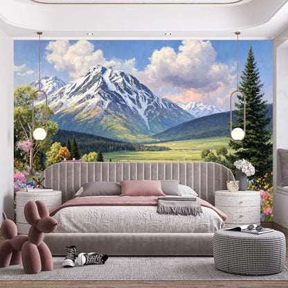 Custom Size Wall Murals, Natural Scenery & Colorful Flowers, Self-Adhesive Removable Fabric (NO PVC) Wallpaper for Living Room & Bedroom & Office