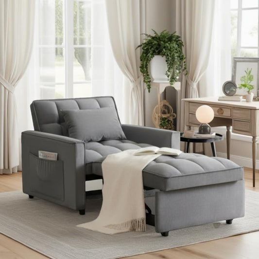 3 In 1 Velvet Convertible Sofa Bed, Pull Out Couch Bed with Reclining Backrest And 2 Pillows, 54" Full Size Loveseat Sleeper Sofa Futon Couch Bed, Couches For Small Spaces, Living Room (Dark Grey) - color: Dark Grey