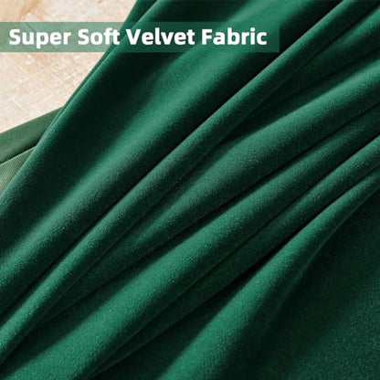 Joydeco Dark Green Velvet Curtains 63 inch Length 2 Panels Burg Set, Luxury Rod Pocket Thermal Insulated Window Blackout Curtain, Room Darkening Drapes for Living Dining Room Bedroom Privacy - color: Rod Pocket | Dark Green, size: 52"W x 63"L (Pack of 2)