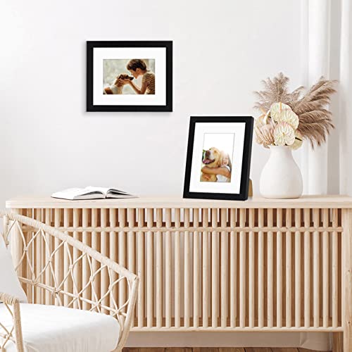 Americanflat 8x10 Picture Frame with Shatter-Resistant Glass - Set of 2 - Use as 5x7 Frame with Mat or Display 8x10 Photo Without Mat - Signature Collection - Photo Frames for Tabletop or Wall - Black | Engineered Wood construction, Shatter-resistant glas