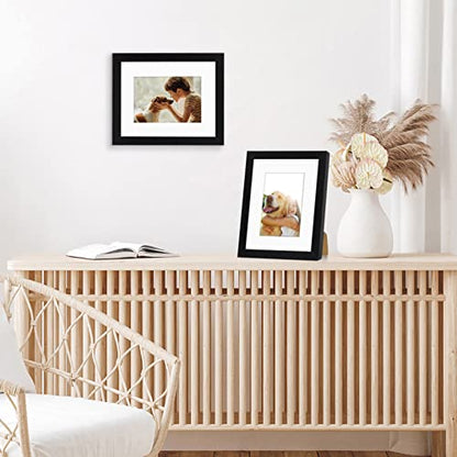 Americanflat 8x10 Picture Frame with Shatter-Resistant Glass - Set of 2 - Use as 5x7 Frame with Mat or Display 8x10 Photo Without Mat - Signature Collection - Photo Frames for Tabletop or Wall - Black | Engineered Wood construction, Shatter-resistant glas