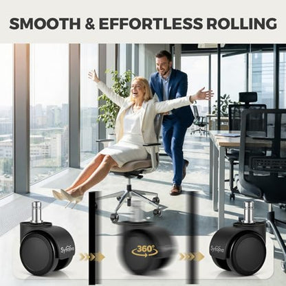 Office Chair Wheels, Universal Standard Stem 7/16 inch x 7/8 inch, 2" Upgraded Quiet Caster Wheels Safe for All Floors Include Hardwood & Carpet, Not for 1KEA, Easy to Install, Set of 5 - color: Plastic-2 Inch
