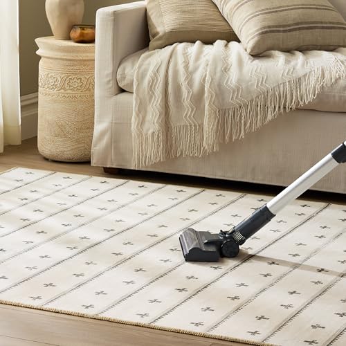 Haven Scandinavian Stripe Machine Washable Area Rug with Airflo Technology for Easy Clean, Ultra-Soft Non-Slip Rug with Built-in Pad, Pet, Family & Allergy Friendly Rug, Beige/Brown, 2'6"x7' - color: Beige/Brown Scandi Stripe, size: 2'6" x 6'11" (Rectangu
