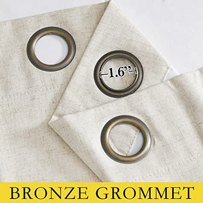 NICETOWN Natural Thick Linen Blend 100% Blackout Curtains 70" Long 2 Panels Set for Bedroom, 34" Wide, Rustic Grommet Thermal Insulated Flax Textured Full Blackout Window Draperies with White Liners - color: Natural, size: 34"W x 70"L (Pack of 2)